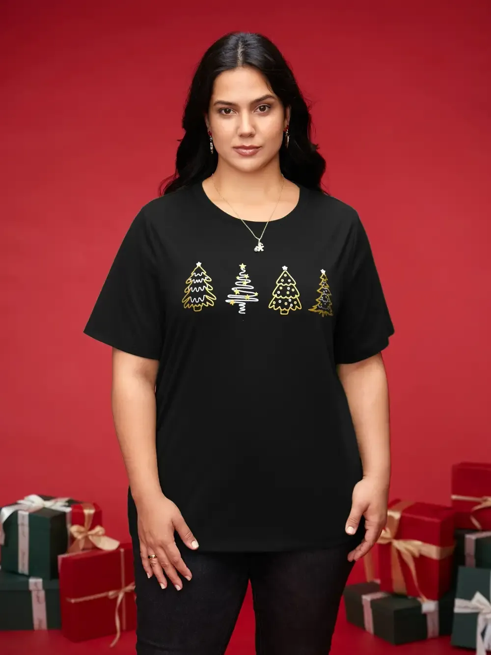 Shimmering Trees Half Sleeves Slim-Fit Tee