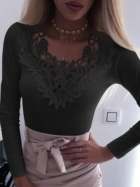 Lace Stitching Hollow Out Top