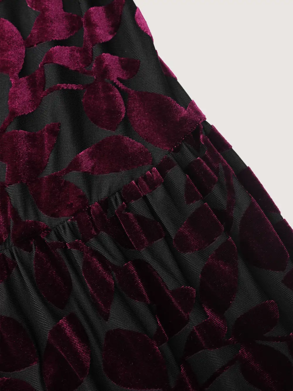 Laser-Cut Velvet Pleated Maxi Skirt