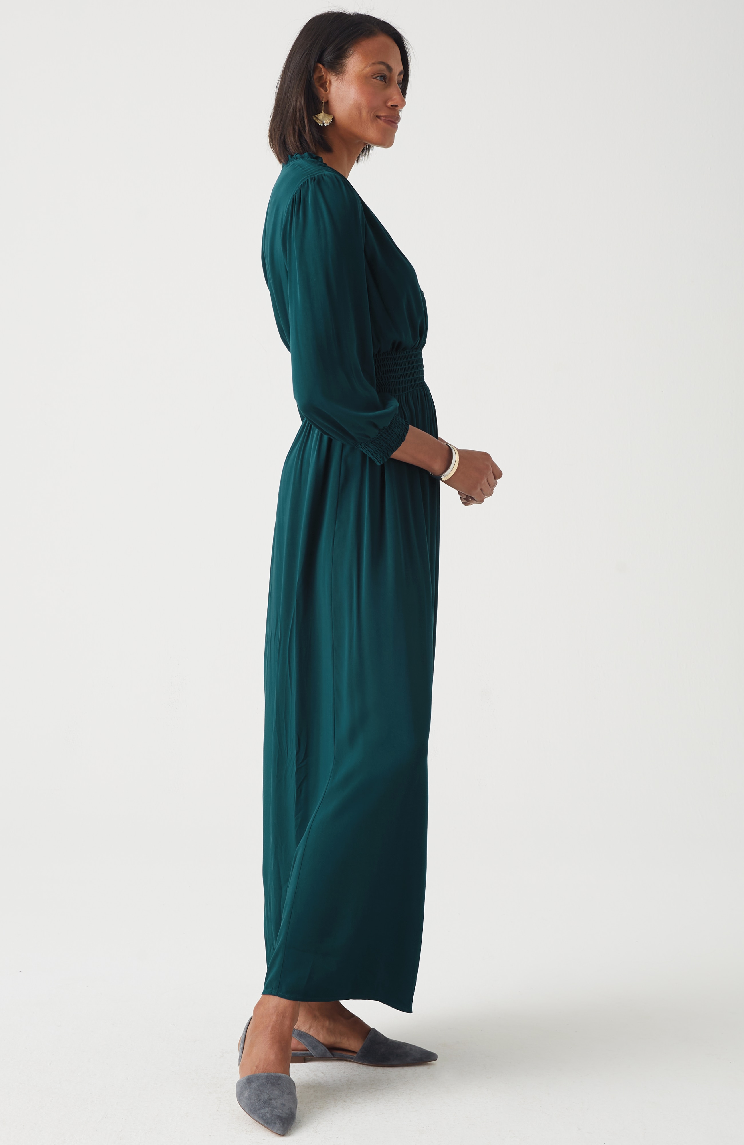 Smocked Sateen Dress