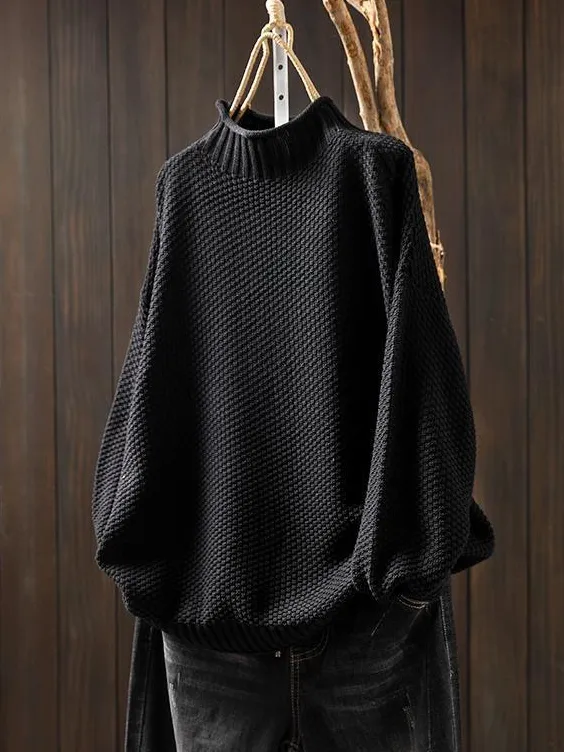 Loose Mock Neck Wool/Knitting Sweater
