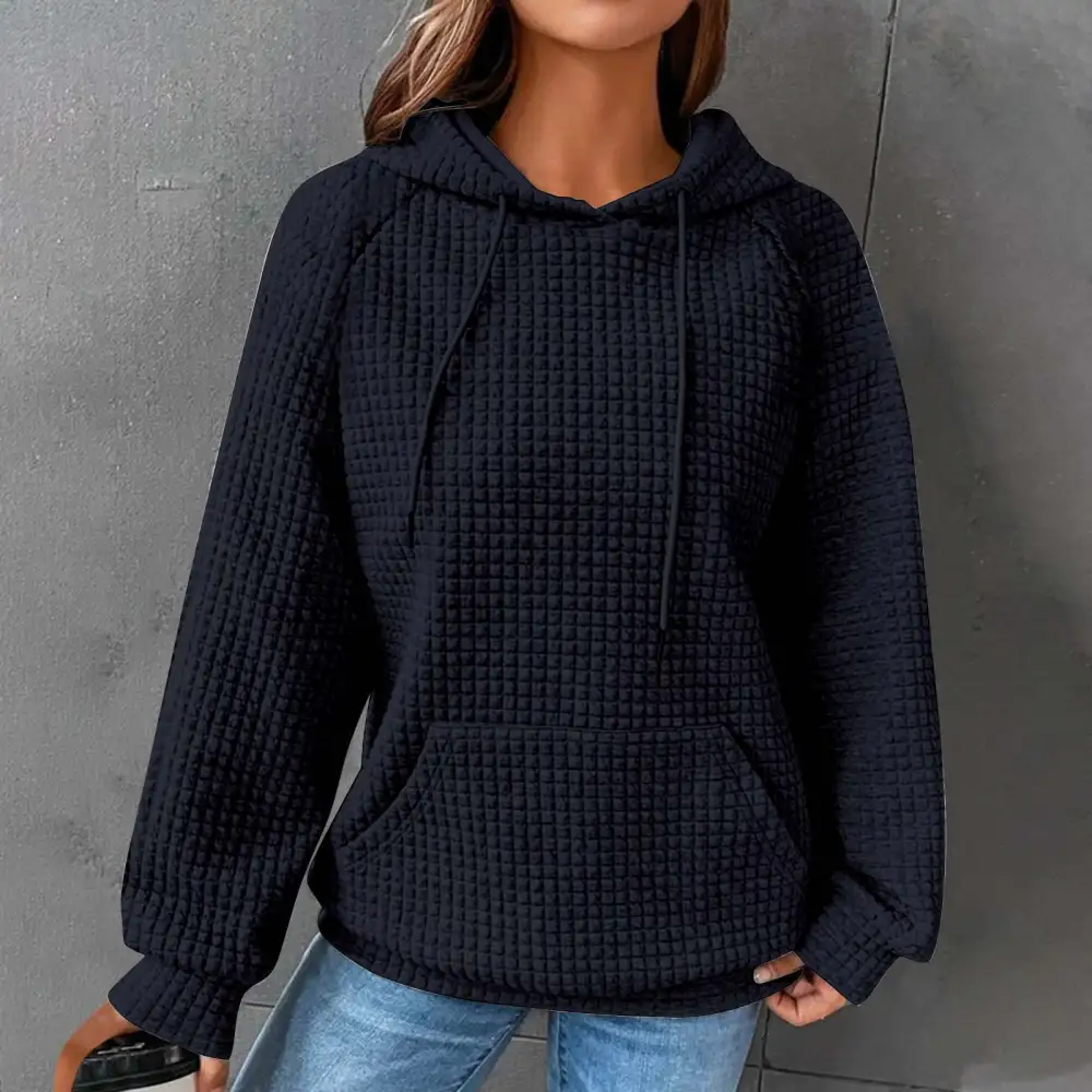 Sweaters for Womens Clearance,Women's Solid Raglan Sweater Hooded Sweater Long Sleeve Top Sweater Deals for Winter 2024 on Sale