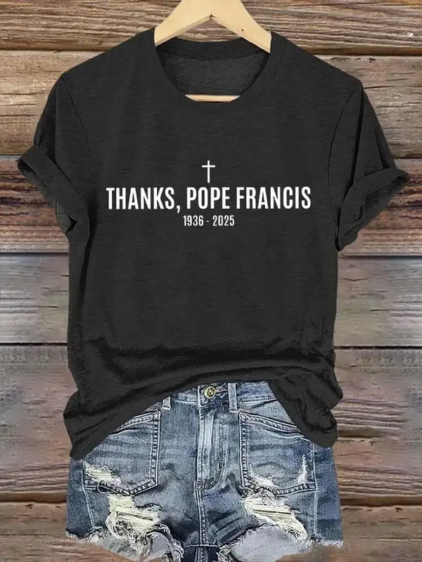 Women's Thanks PF 1936-2025 Print Short Sleeve Round Neck Cotton T-Shirt