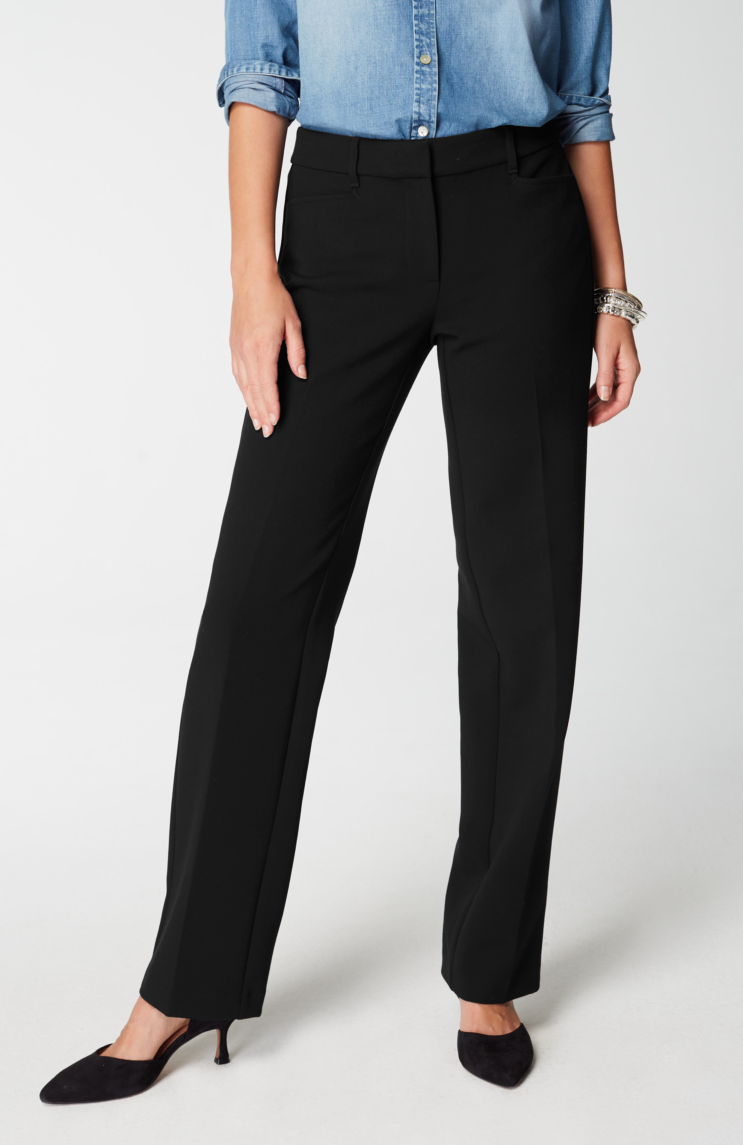 Angled-Pockets Straight-Leg Pants
