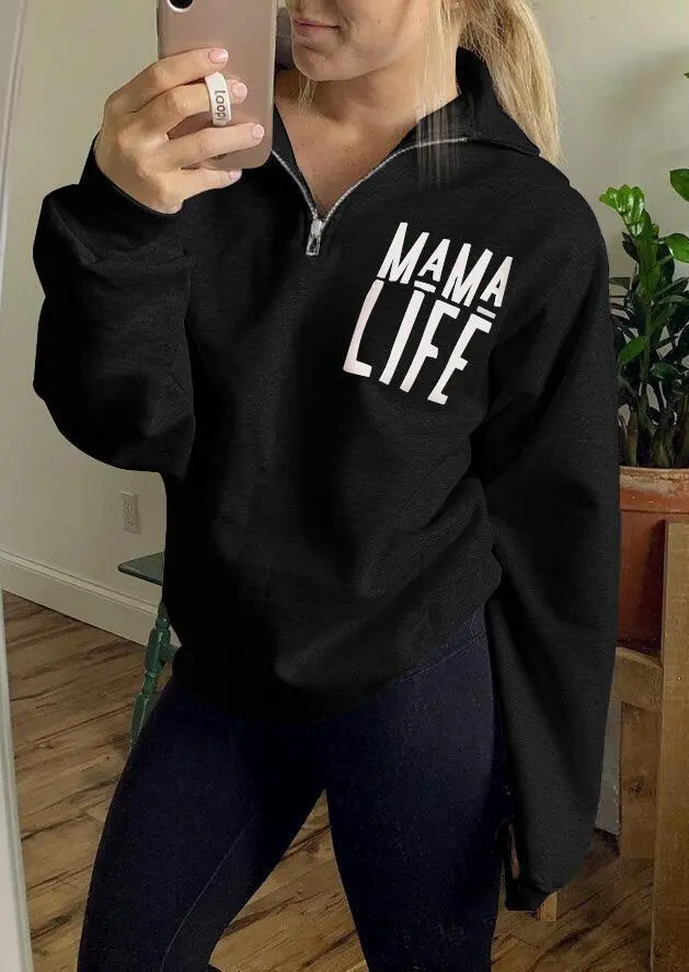 Mama Life Zipper Sweatshirt