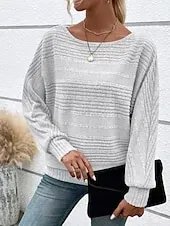 Women's Texture Blouse Blouse Plain Modern Casual Long Sleeve Crew Neck Regular Tops Daily Holiday Going out Black Wine Navy Blue Light Grey Gray Fall