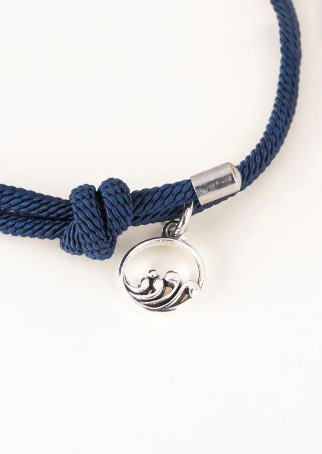 2Pcs Couples Magnetic Matching Braided Rope Bracelet - Deep Blue