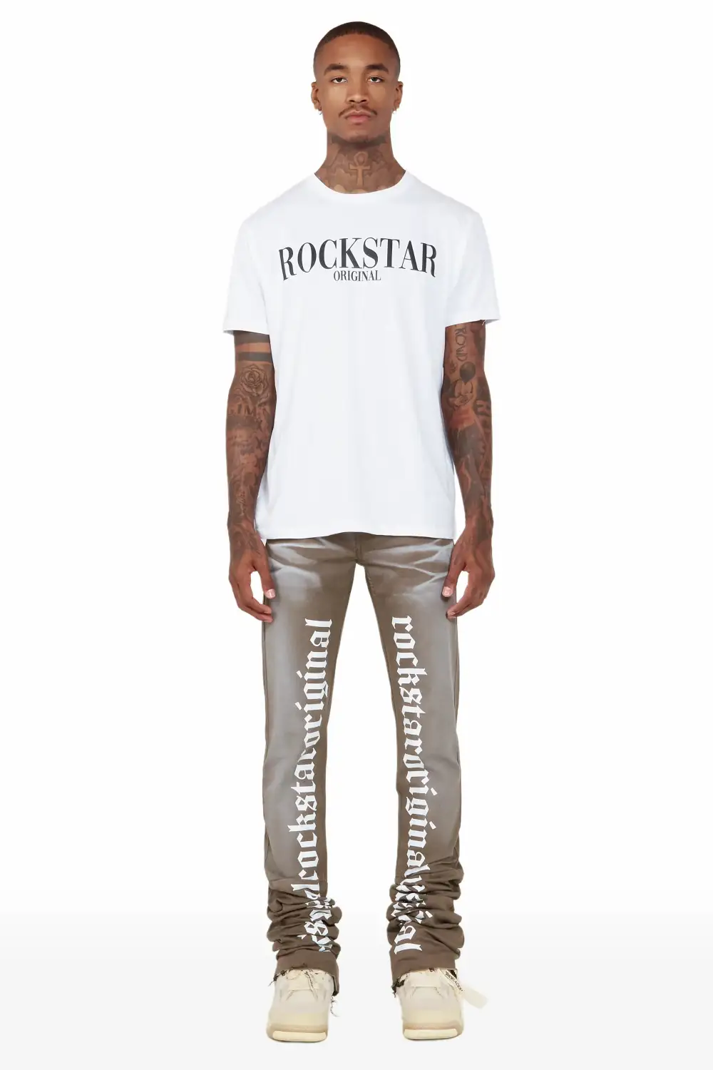 Filip Khaki Super Stacked Flare Jean