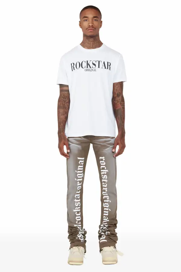 Filip Khaki Super Stacked Flare Jean