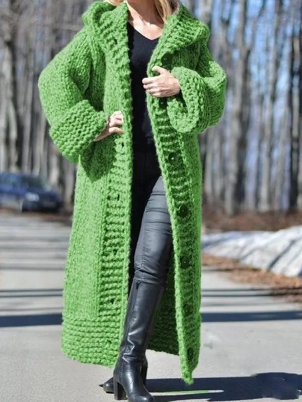 Solid Medium-Length Jumper Sweater Coat