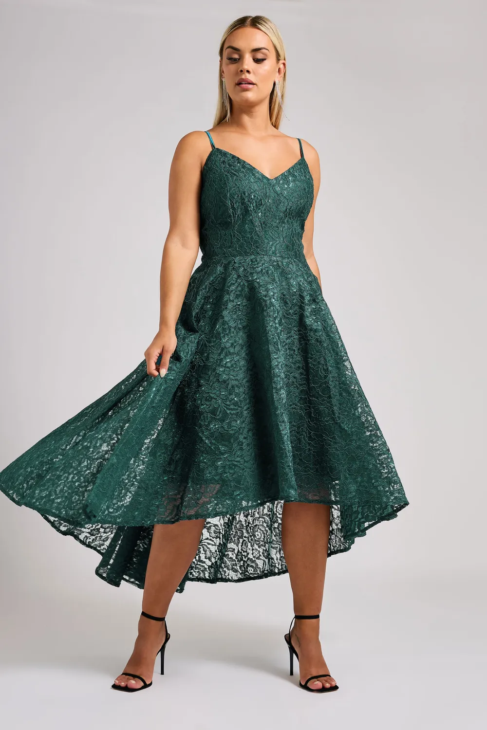YOURS LONDON Curve Pink Lace Midi Prom Dress