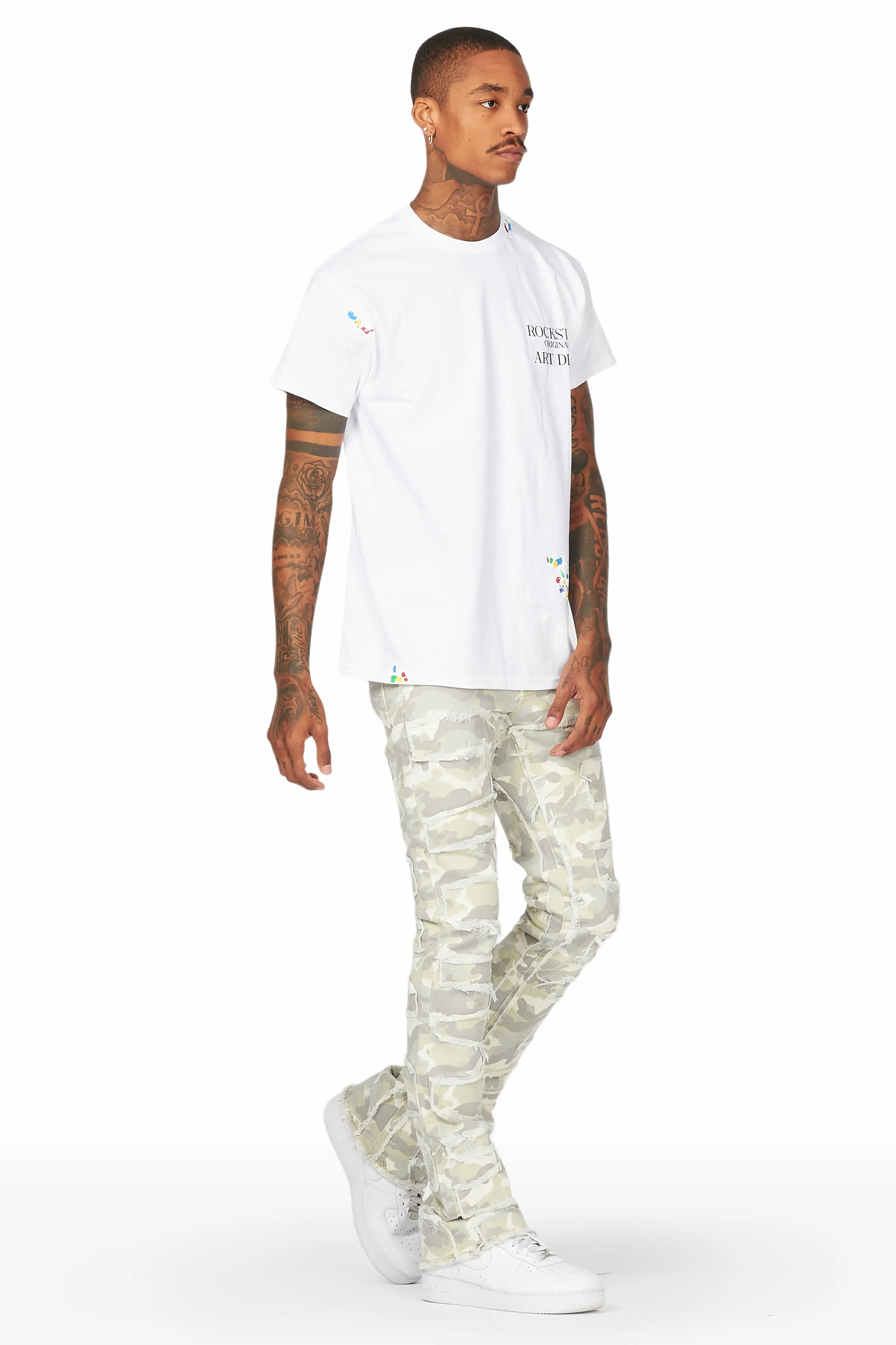 Shake Light Camo Stacked Flare Jean