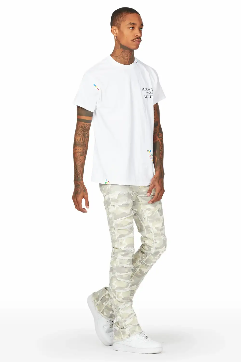 Shake Light Camo Stacked Flare Jean