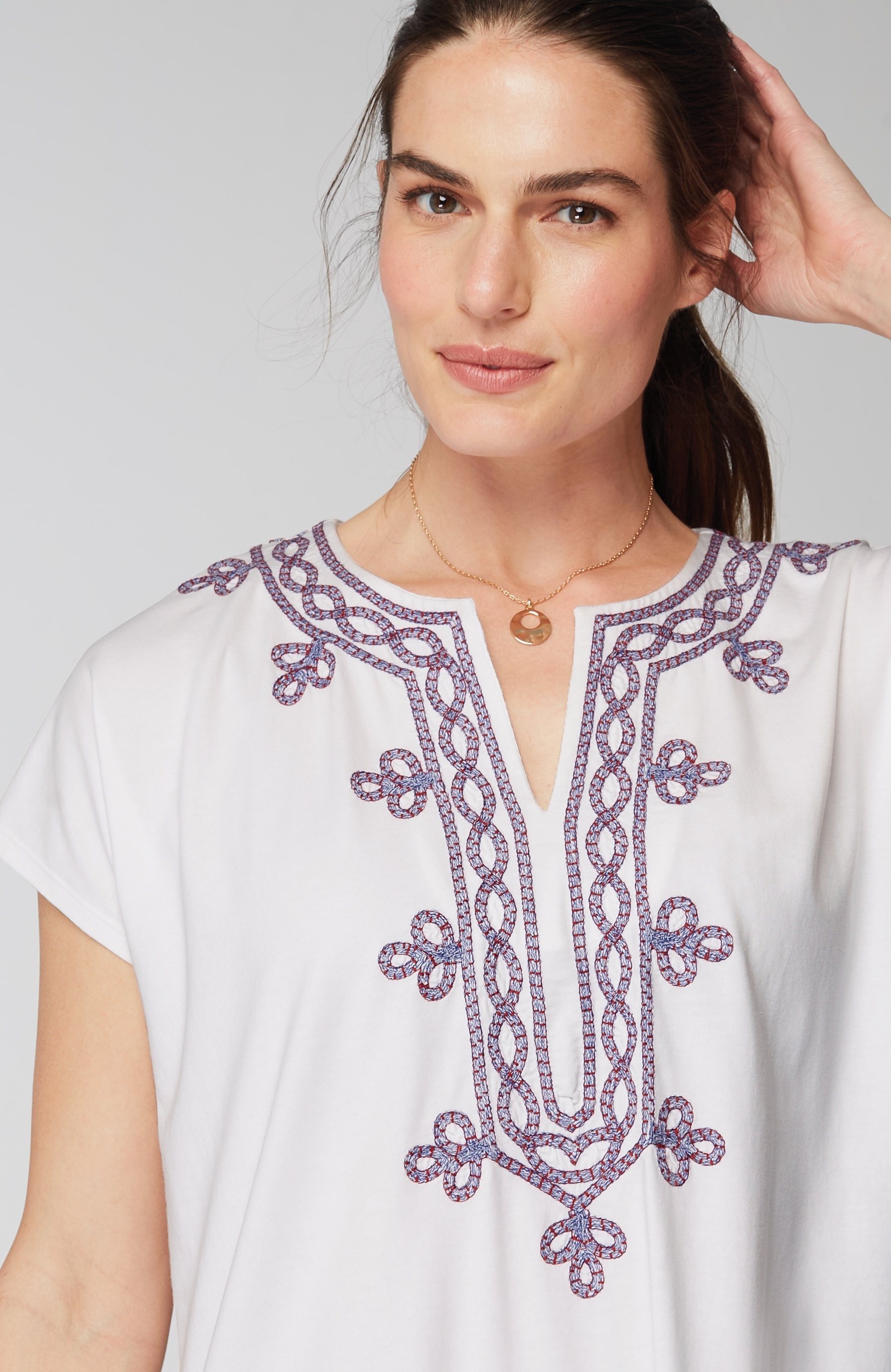Pure Jill Knit Embroidered Tunic