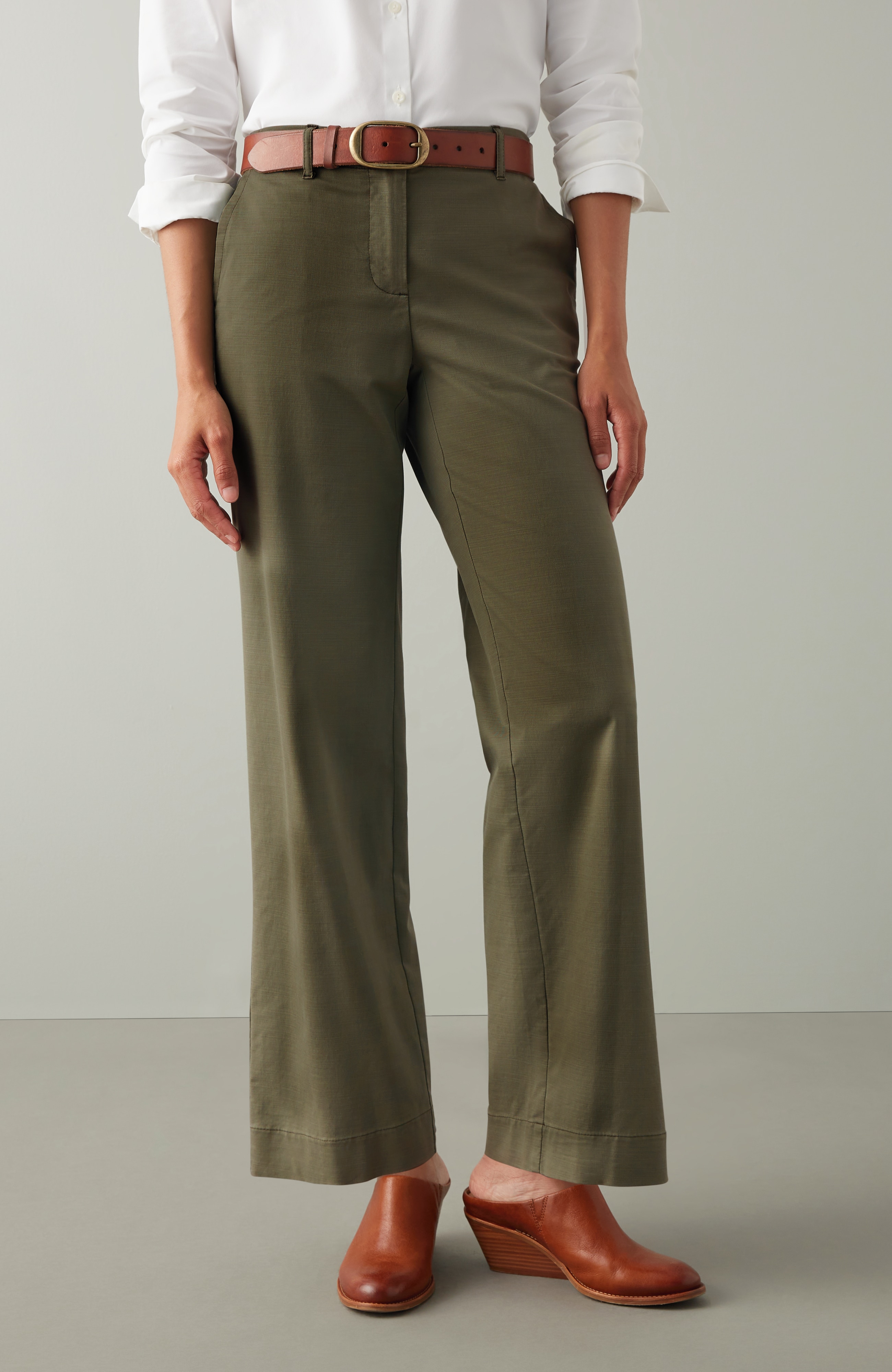 Relaxed Chino Wide-Leg Pants