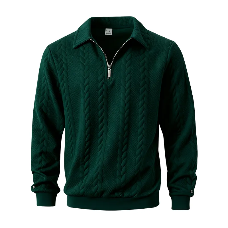 Men's Fall Winter Knitted Polo Neck Sweatshirt