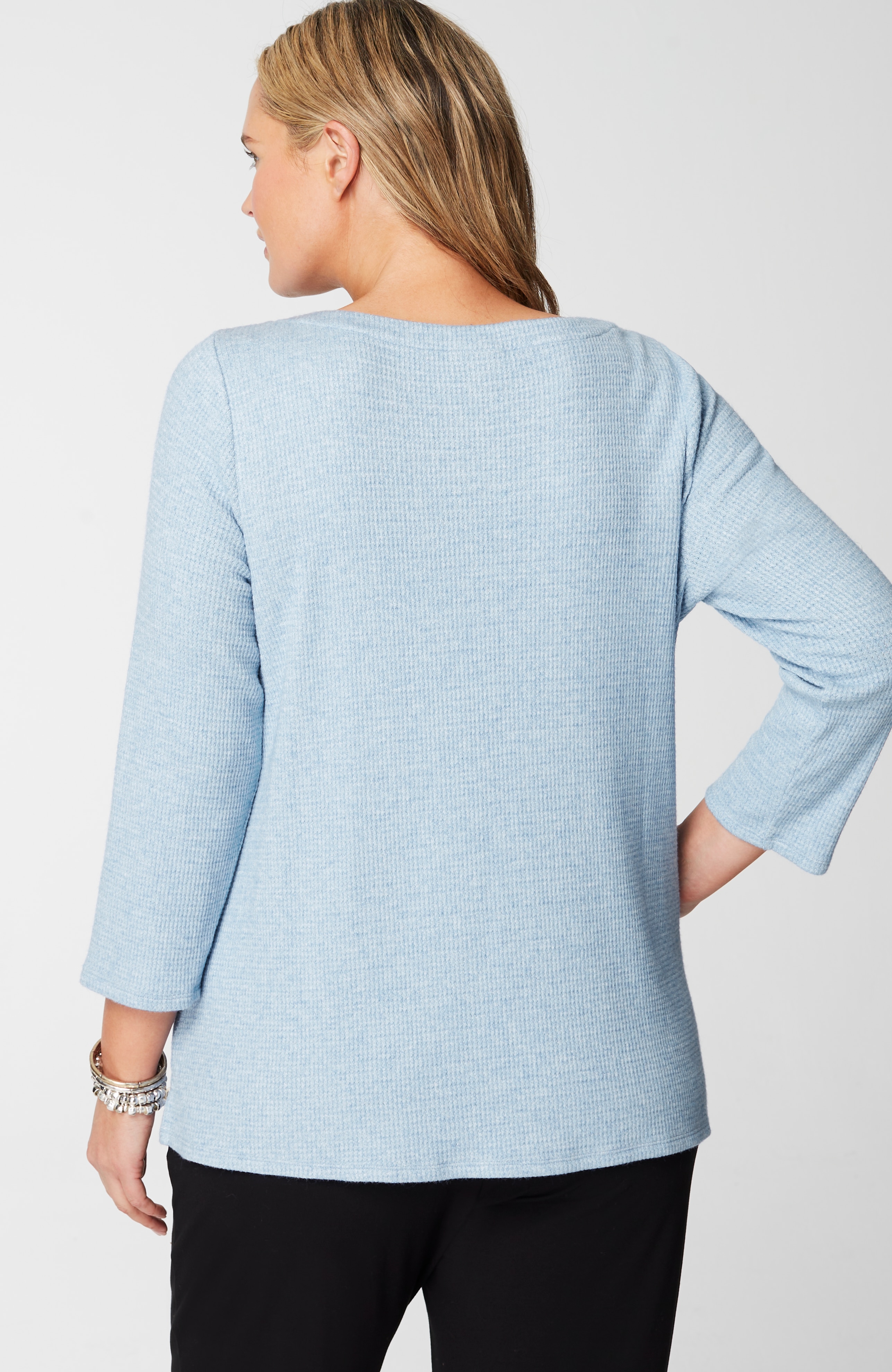 Wearever Waffle-Textured Boat-Neck Top