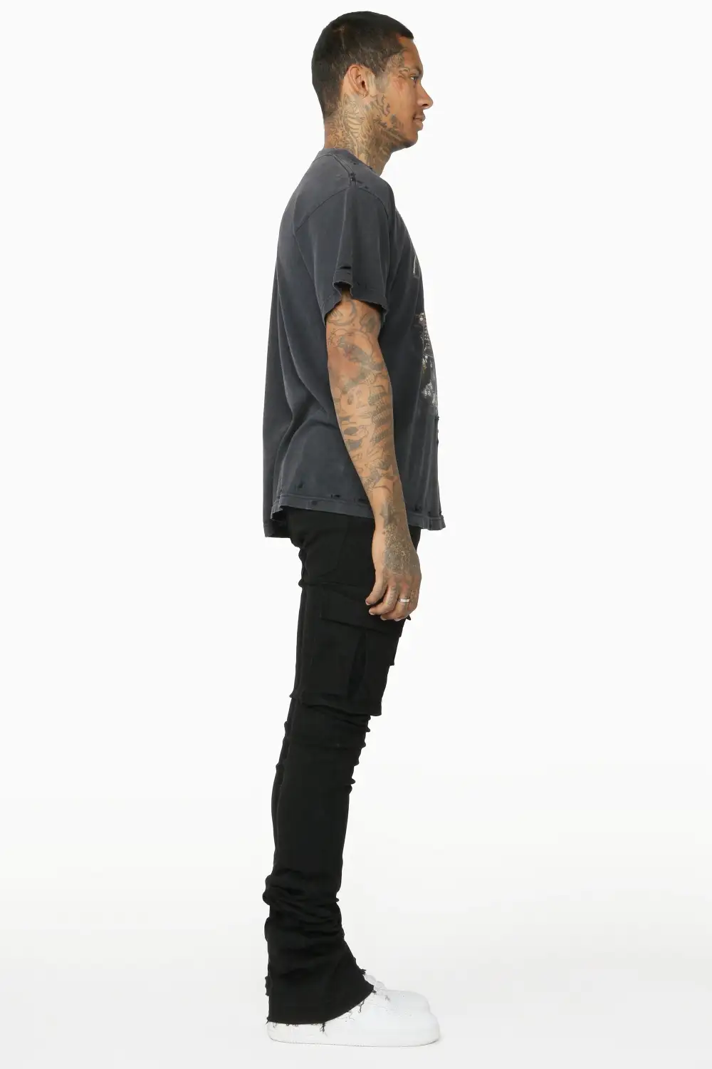 Nemy Black Super Stacked Flare Jean