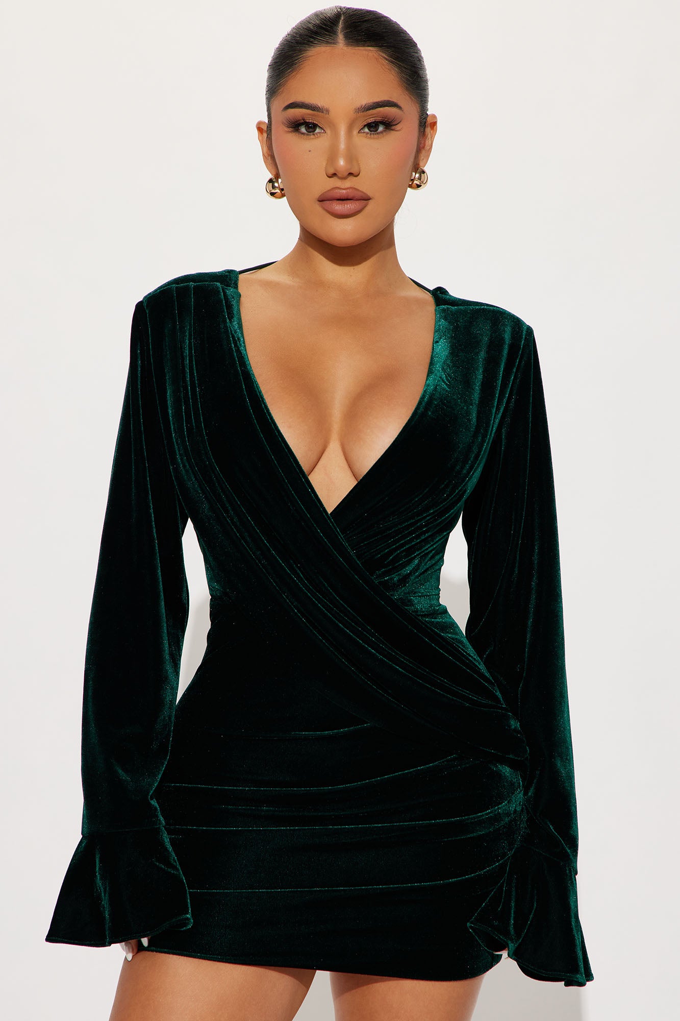 Clarrissa Velvet Mini Dress - Hunter