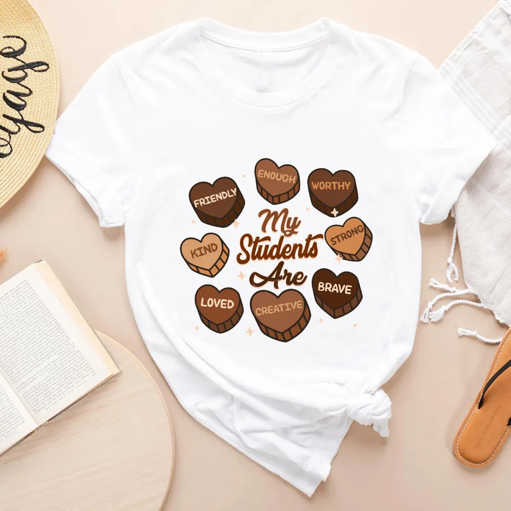 My Black Student Are Enough Worthy Strong Brave Creative Loved Kind Friendly Printed Round Neck Short Sleeve T-Shirt