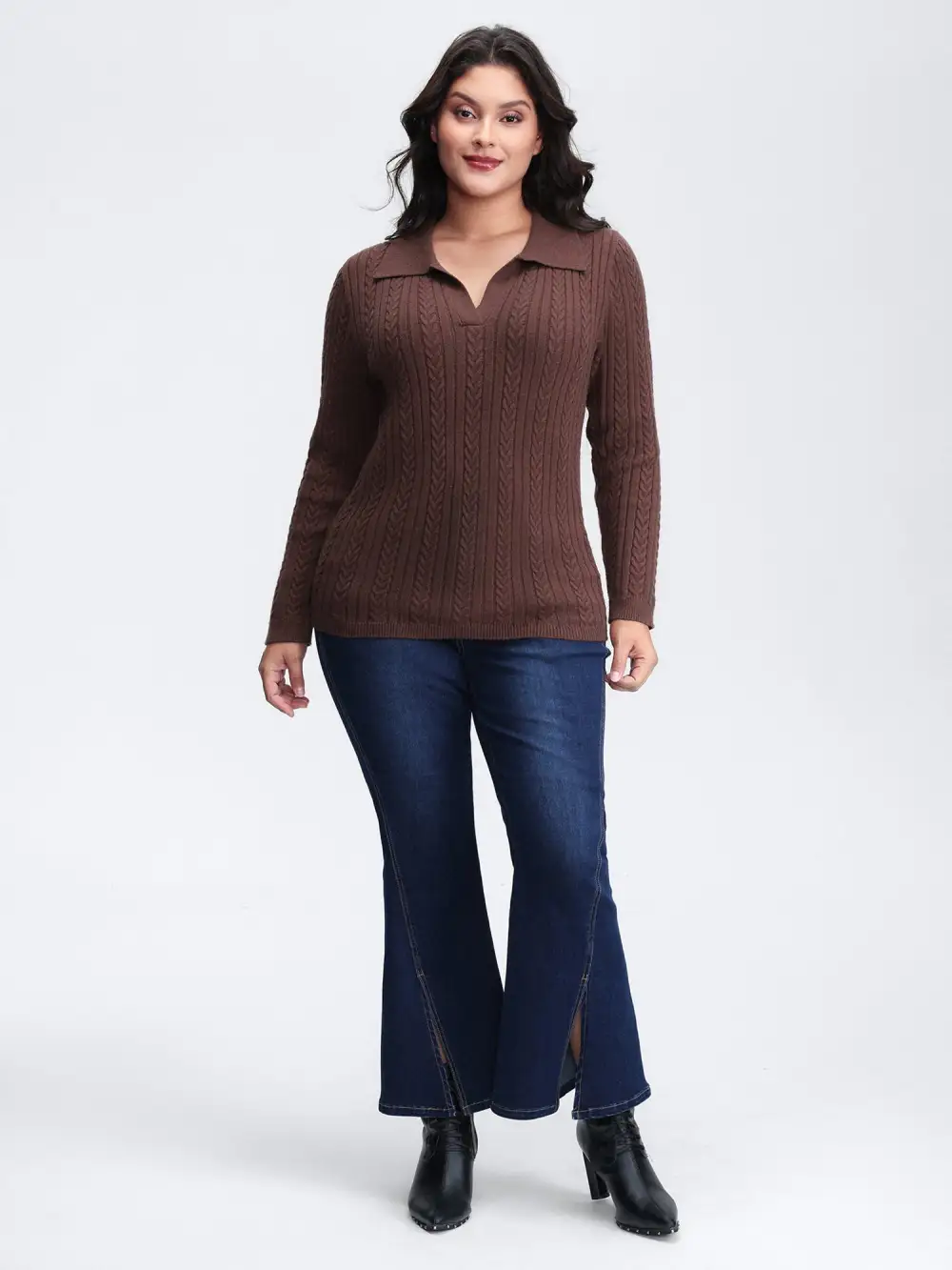 Polo Collar Textured Fitted Pullover