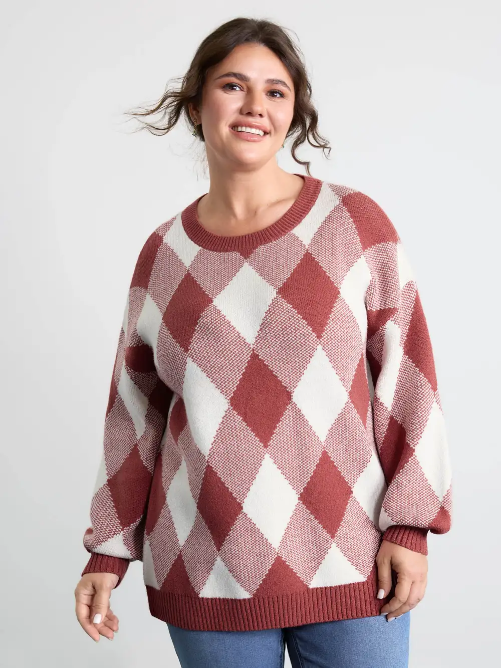 Checkered Color Contrast Pullover