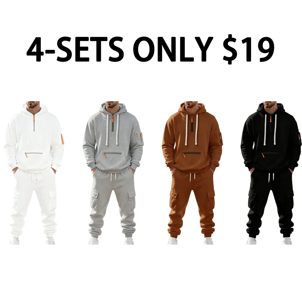 Men's 8-Sets Hoodie & Cargo Pants Tracksuit Set