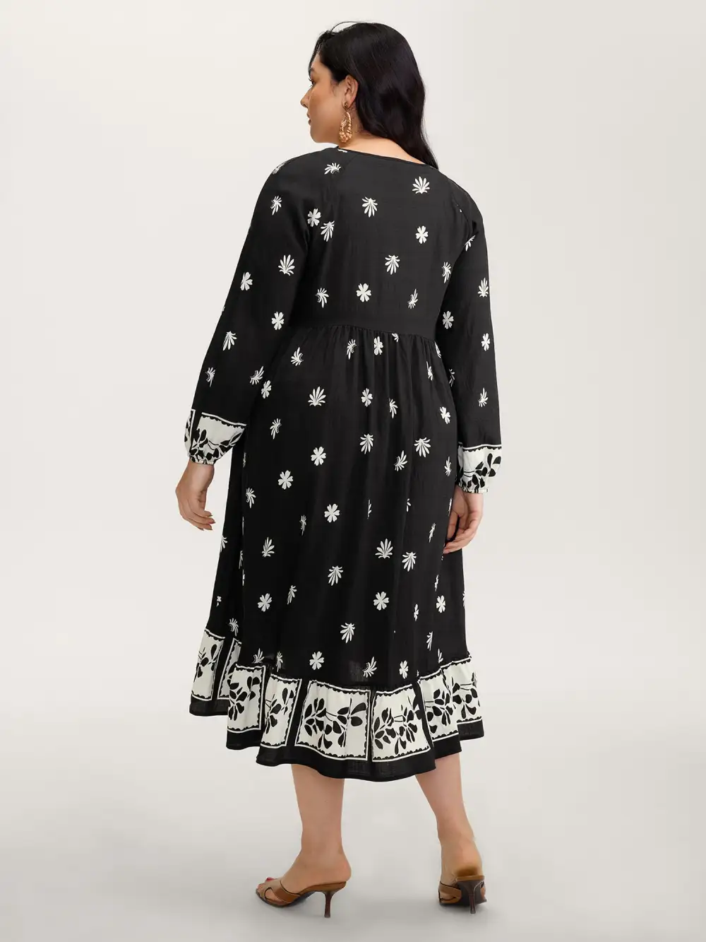 Floral Print Pockets A-Line Flowy Midi Dress