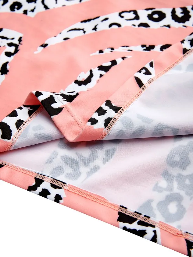 Simple Animal Printing Spaghetti Tankinis Two-Piece Set