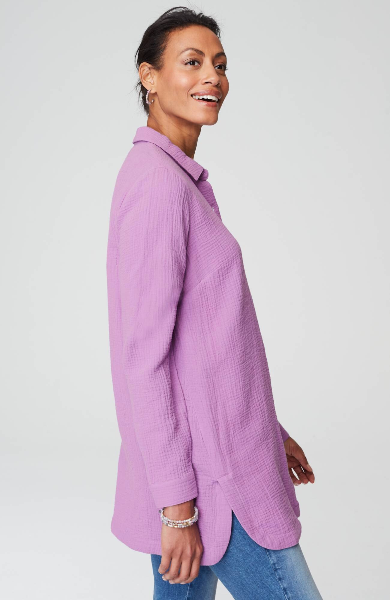 Cotton-Gauze Split-Hem Tunic
