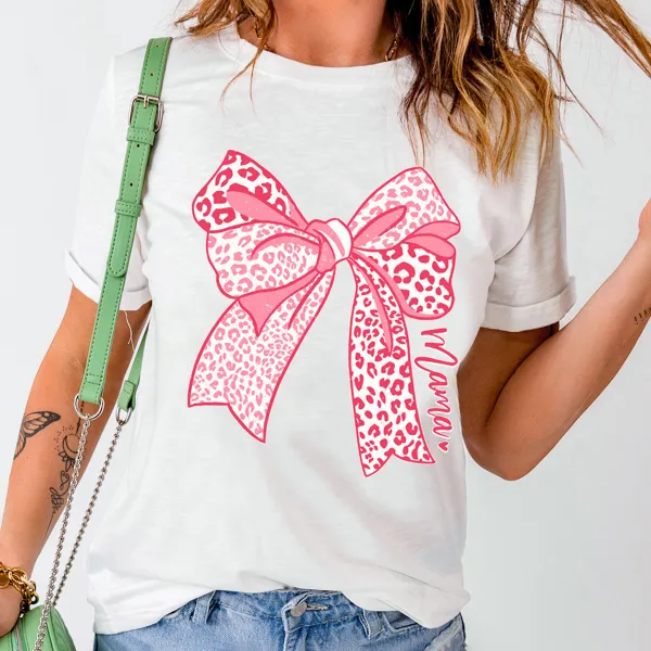 Mama Print Round Neck Short Sleeve T-Shirt