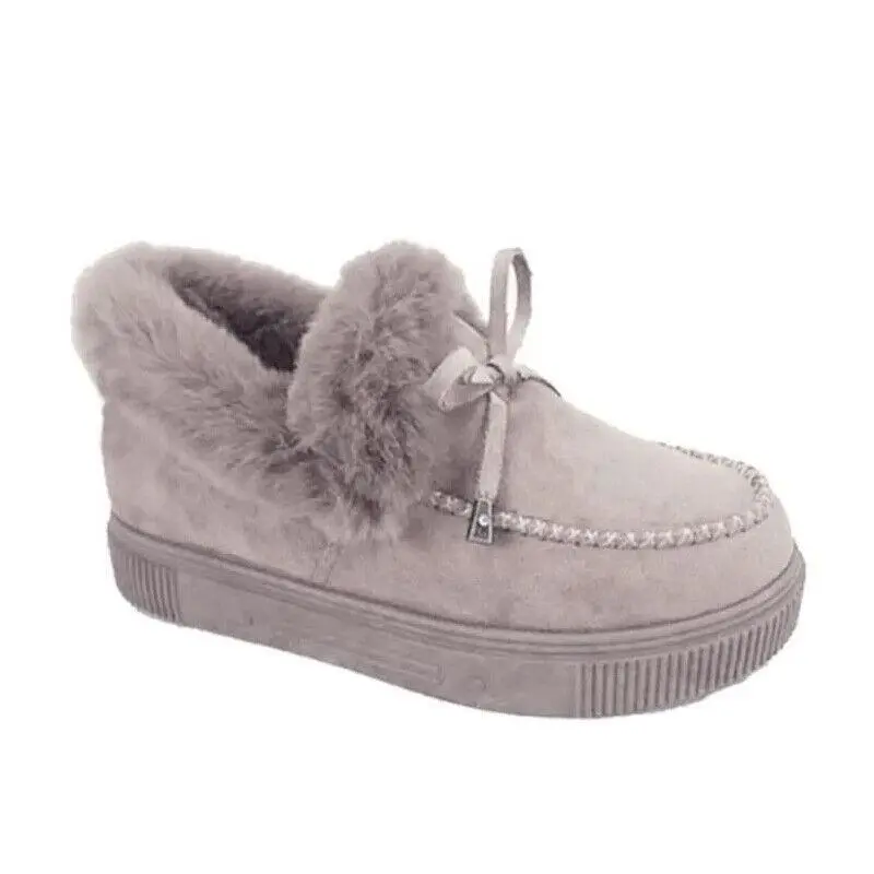 Women's Winter Snow Boots Fur Lined Suede Snow Booties, Fashion Flat Casual Booties Non-Slip Snow Shoe (Color : Pink, Size : US:5)