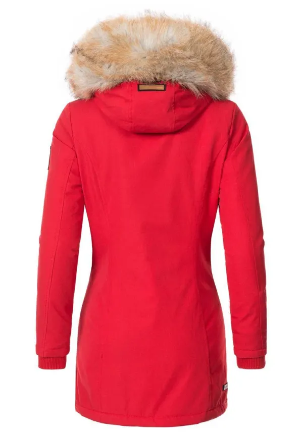 Plain parka coat red
