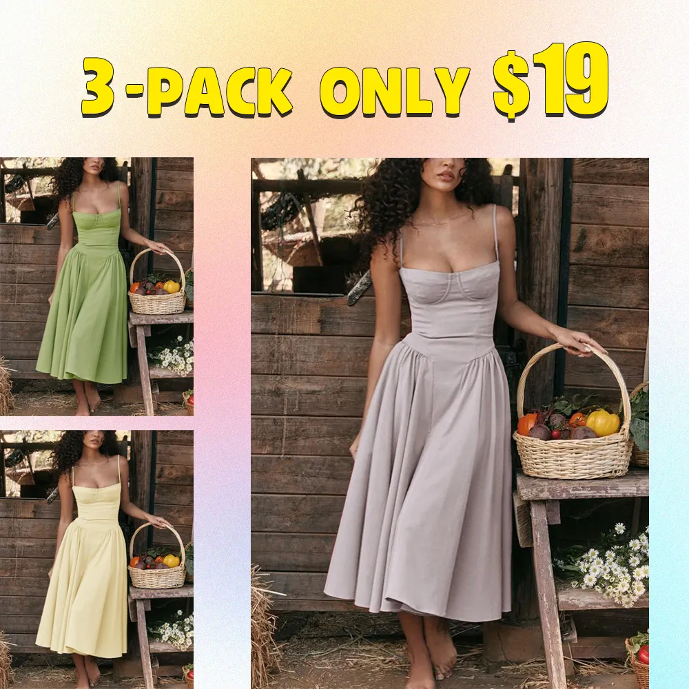 Women's Backless Zipper Cami Midi Dress – Elegant Summer Slip Dress for Party or Holiday