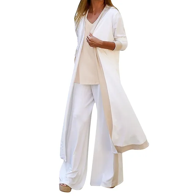 Women's Lounge Sets 3-Piece Sweatsuit Outfits Soft Vest Long Sleeve Open Front Cardigan Top Hight Waist Trouser Pant