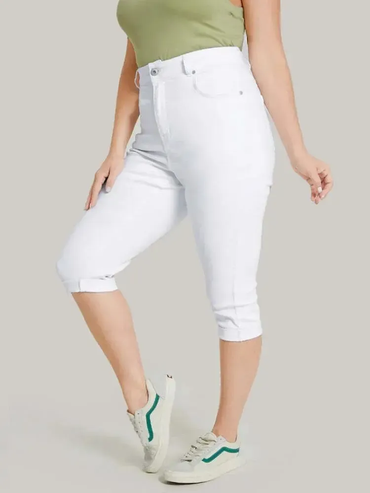 5 Packs-Very Stretchy High Rise Dark Wash Cropped Jeans