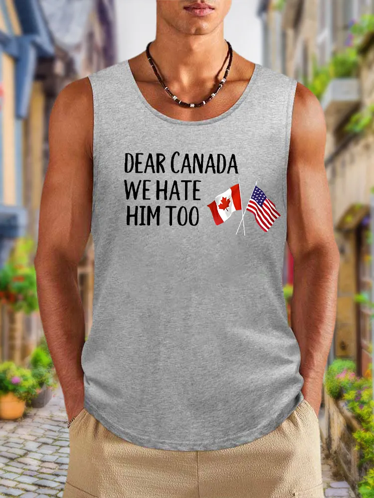 Men'S Dear Canada We Hate Him Too Round Neck Cotton Vest