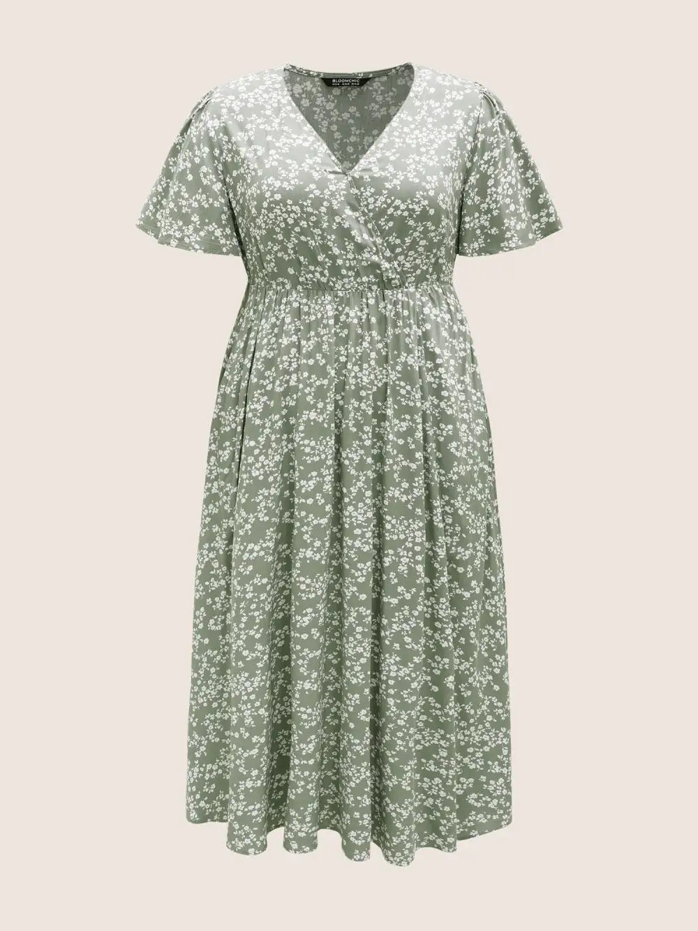 Bloom Dress - Flutter Sleeve Ditsy Floral Pocket Split Maxi Dress