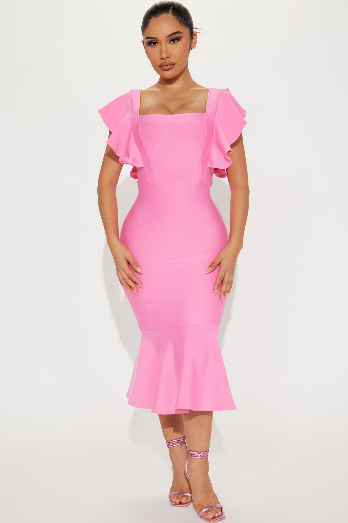 Elyse Bandage Midi Dress - Pink