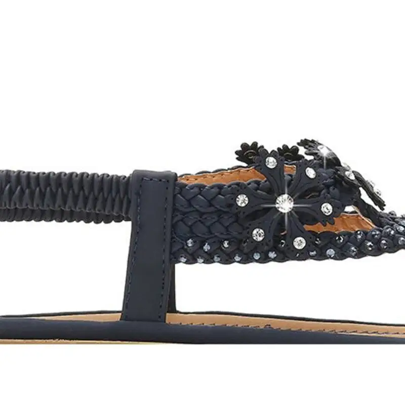 Bohemia style woman shoes string bead platform  Flat Sandals