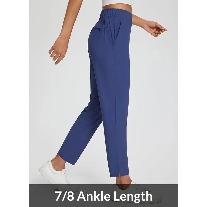 Women's Lightweight Travel Pants – 26''/27'' Ankle Stretch Pants with Zipper Pockets, UPF50