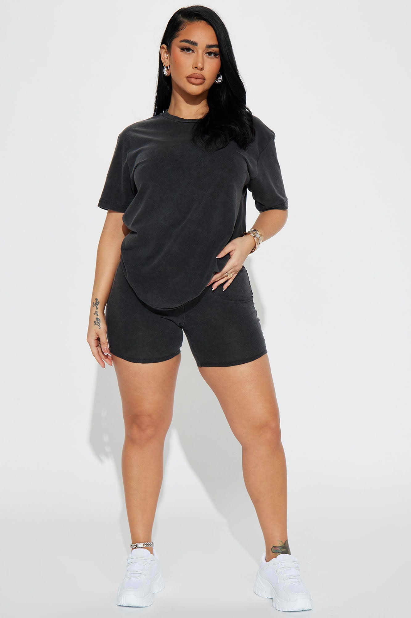Stepping Out Mineral Wash Short Set - Charcoal