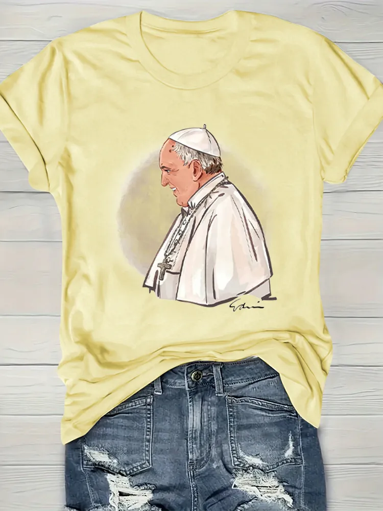 Women's God Never Tires Of Forgiving Us Print Short Sleeve Round Neck Cotton T-Shirt