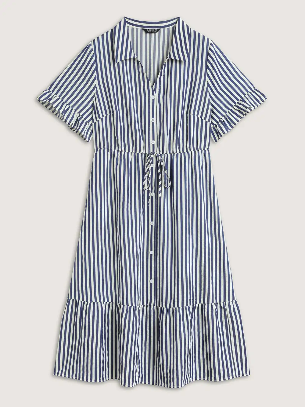 Striped Tie-Front Midi Shirt Dress