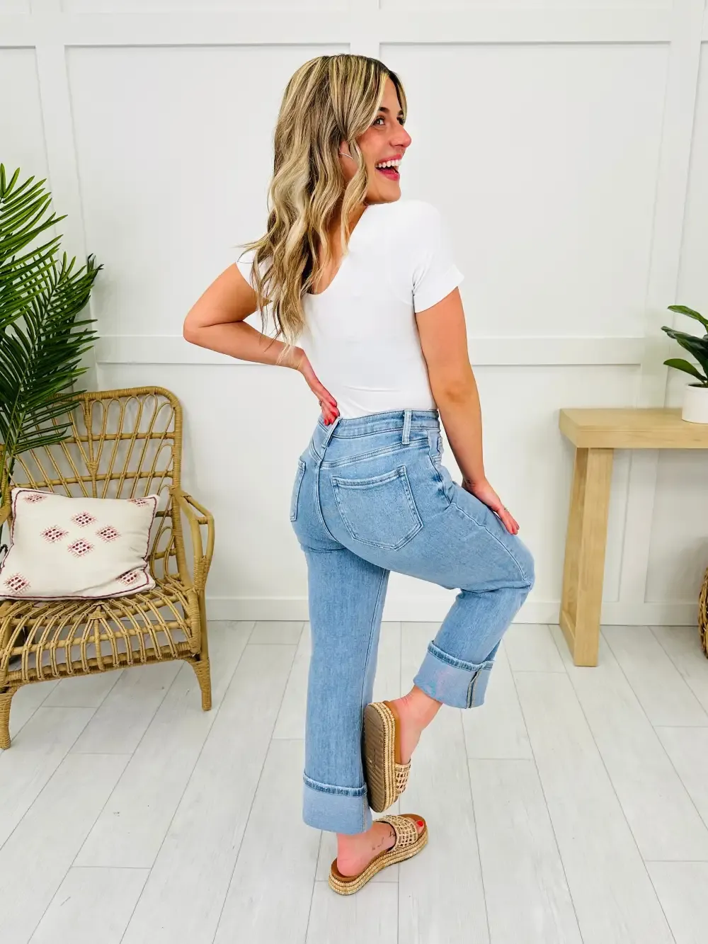 New Love Tummy Control Slim Wide Leg Jeans