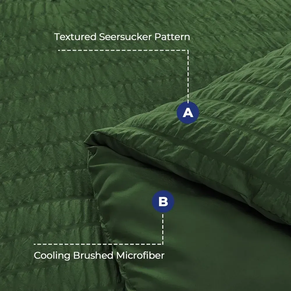 Queen Comforter Set Seersucker 7 Pieces, All Season Luxury Bed in a Bag for Bedroom, Bedding Set with Comforters, Sheets, Pillowcases & Shams, Dark Grey