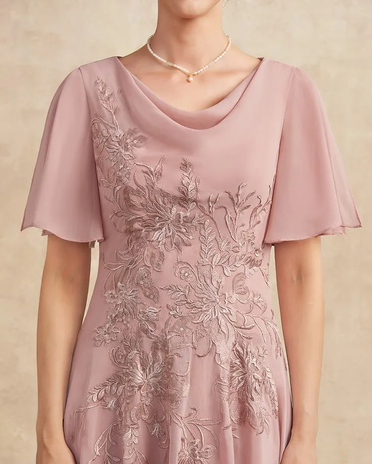 ELEGANT FASHION CHIFFON EMBROIDERED DRESS