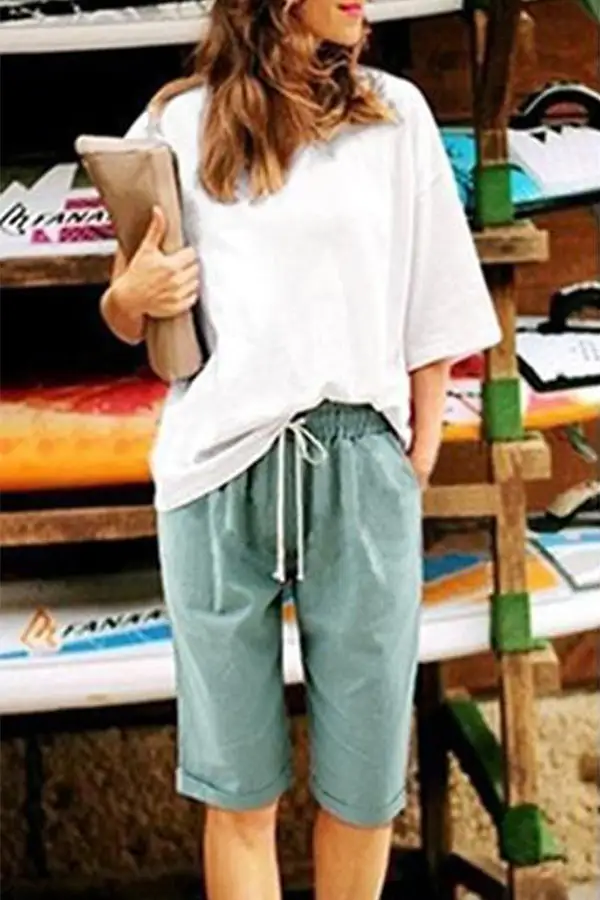 WOMEN'S FASHION ELASTIC WAISTBAND PLUS SIZE LOOSE SHORTS