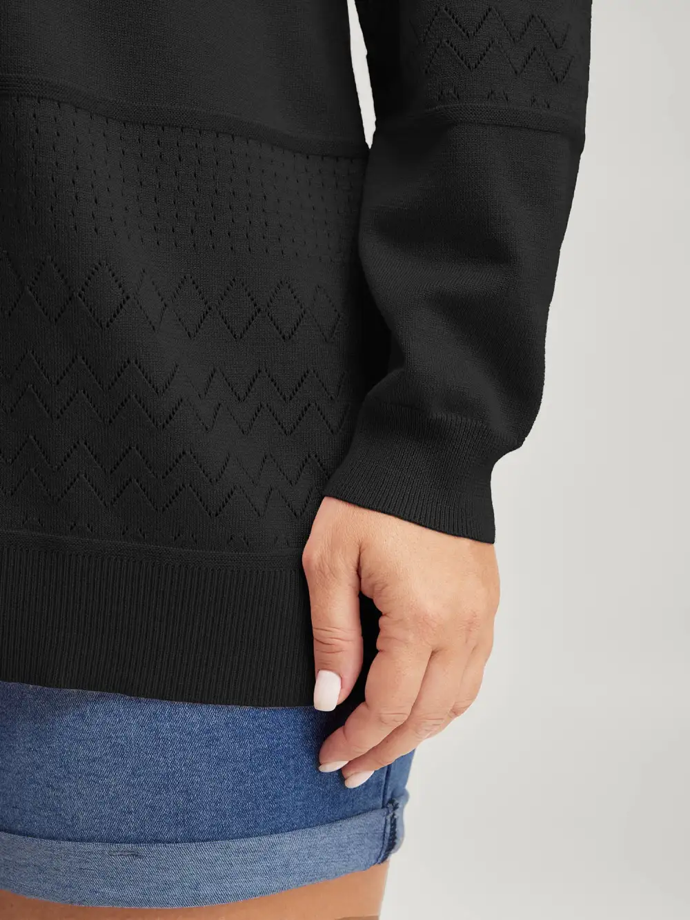 Supersoft Textured Eyelet Trim Pullover