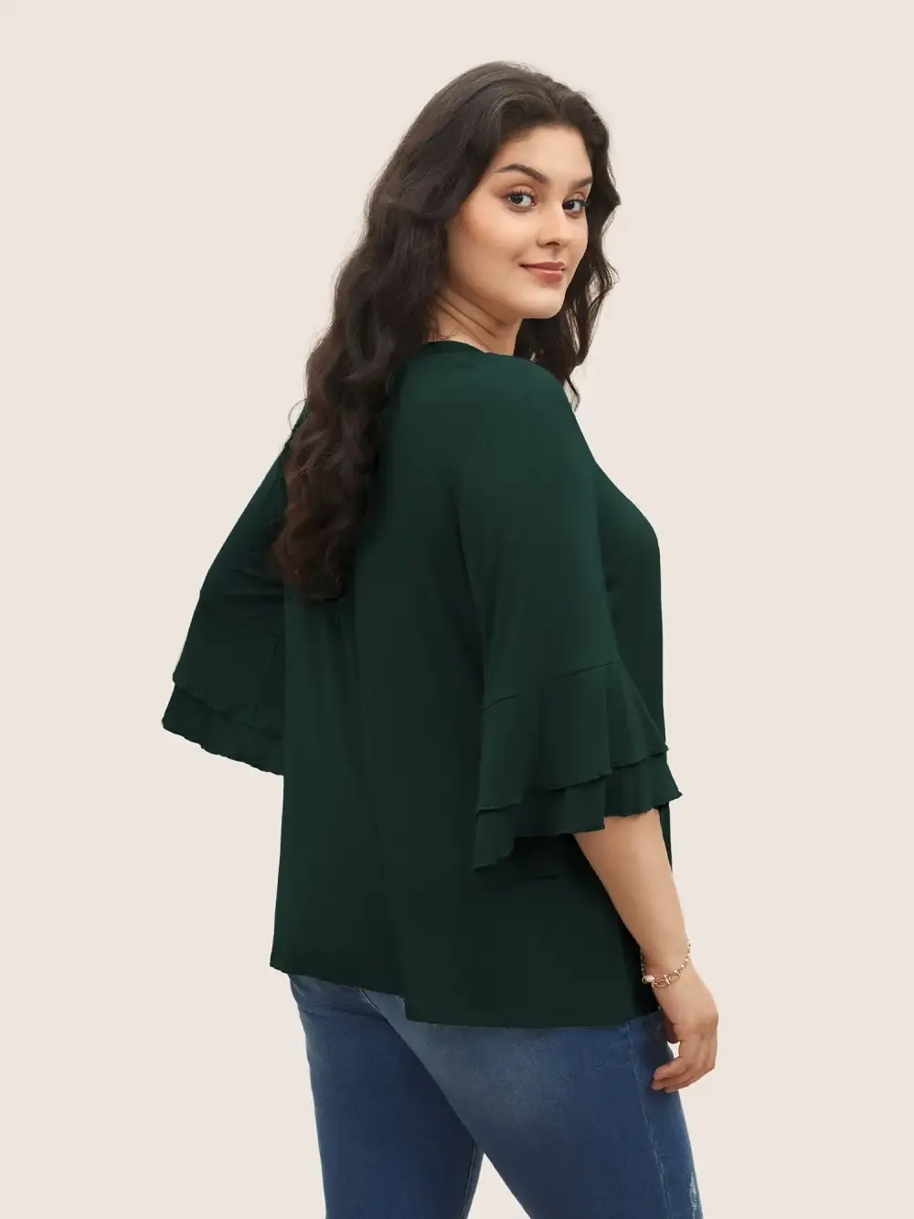 Supersoft Essentials Ruffle Layered Sleeve Pleated T-Shirt